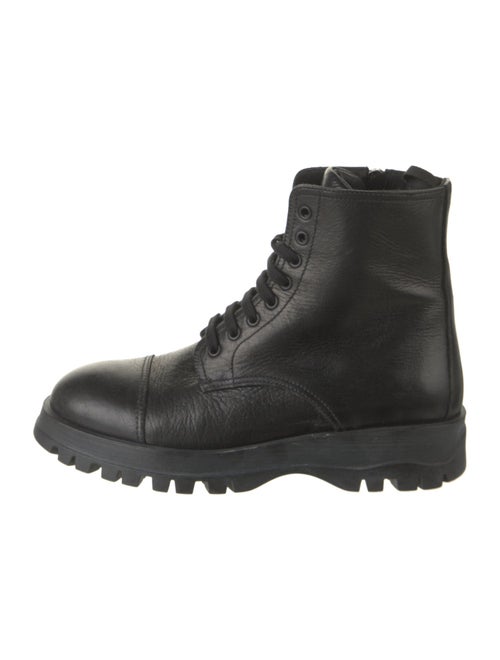 Prada Leather Printed Combat Boots