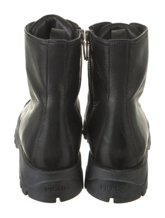 Prada Leather Printed Combat Boots