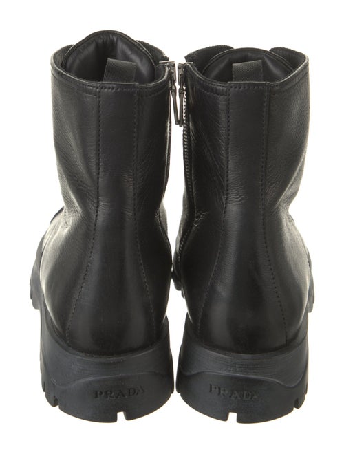 Prada Leather Printed Combat Boots