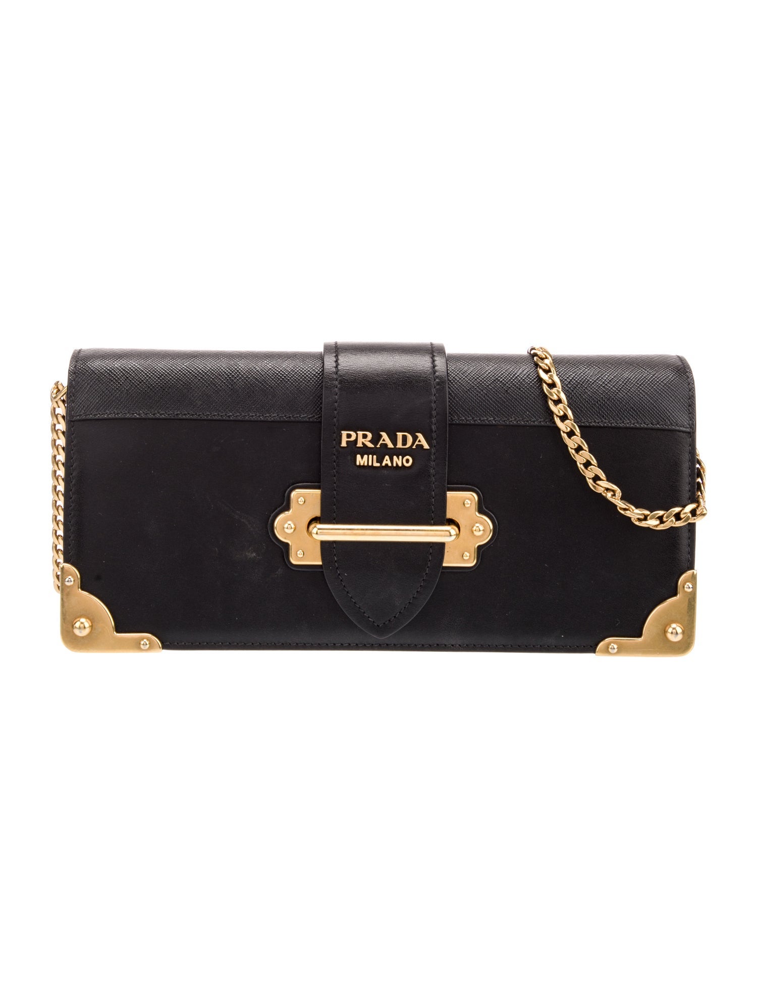 Prada Saffiano Leather Cahier - Black Crossbody Bags, Handbags ...