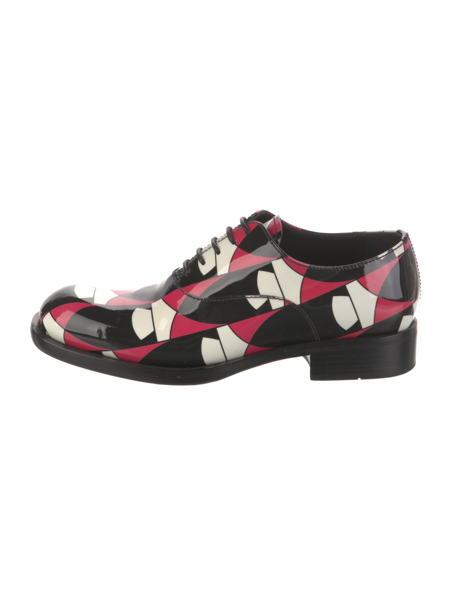 Prada Patent Leather Printed Oxfords