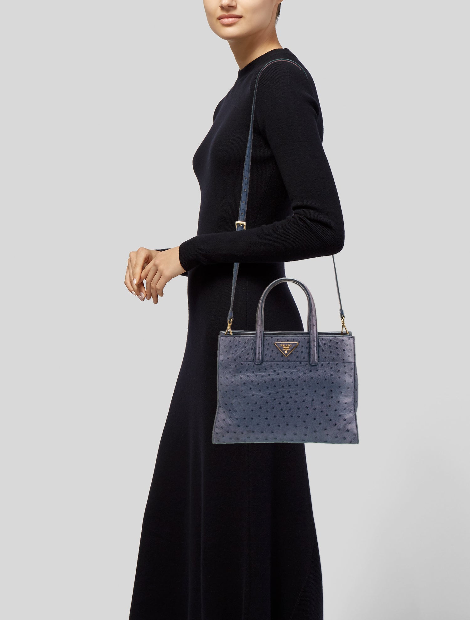 Prada Struzzo Galleria Double Zip