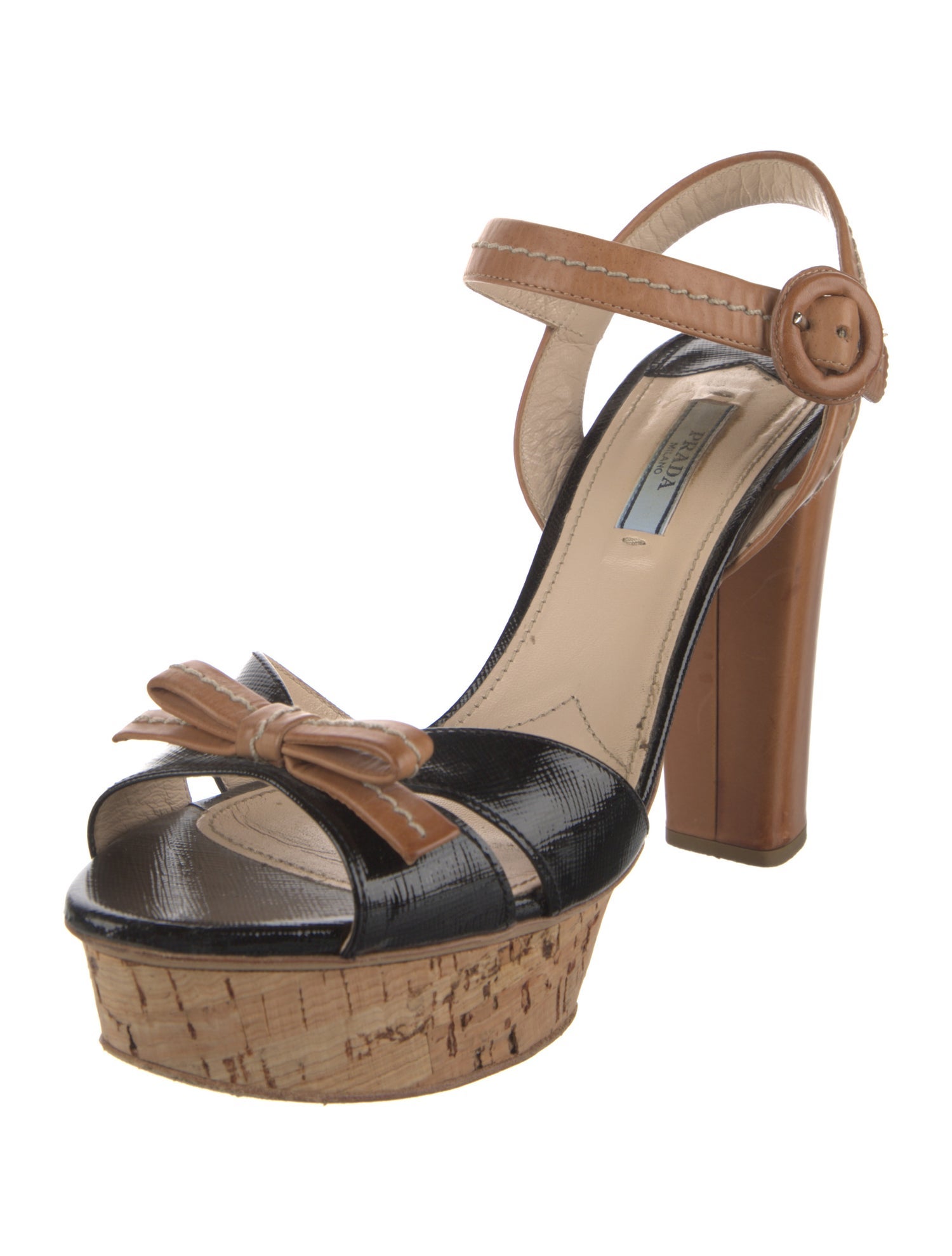 Prada Leather Colorblock Pattern Sandals