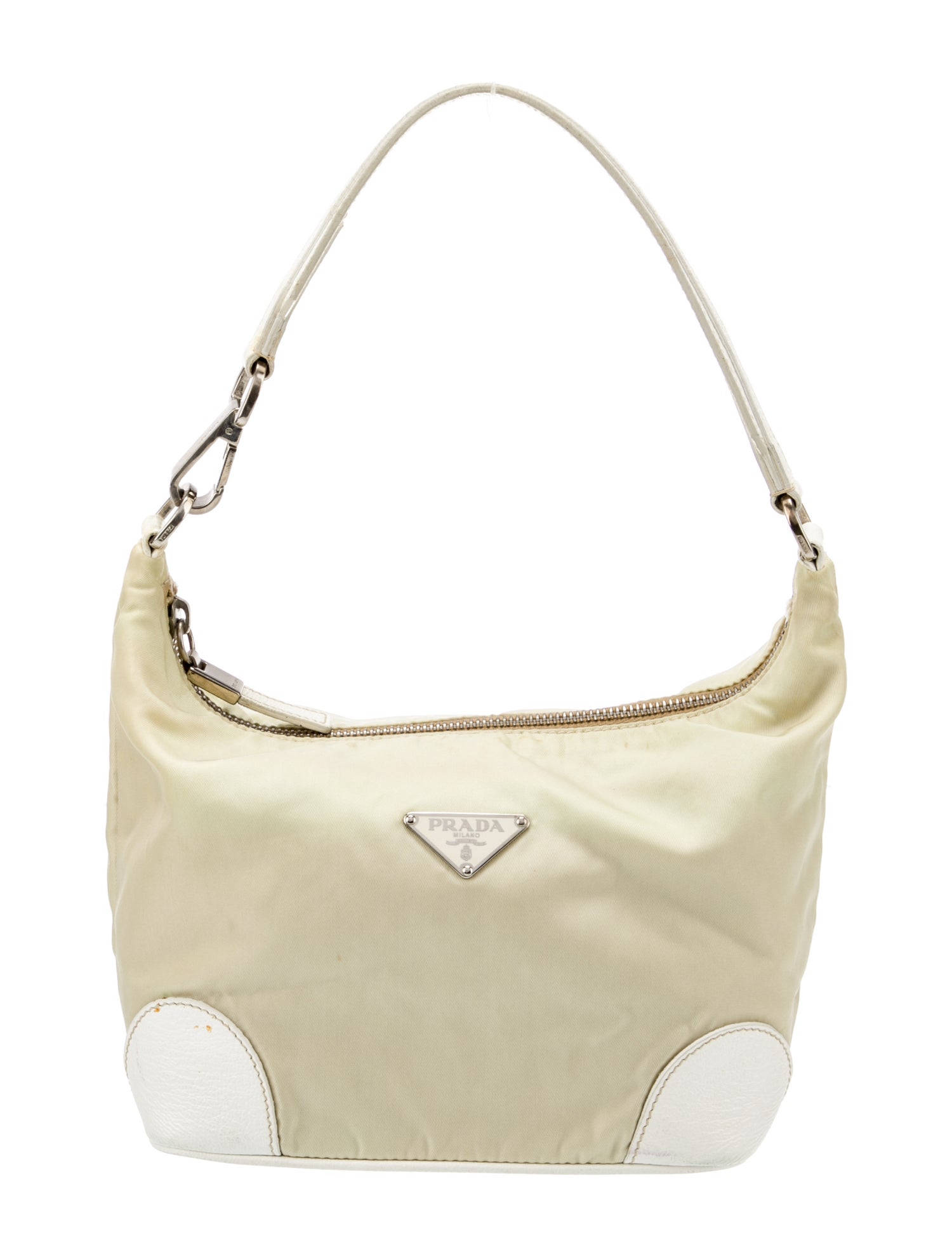 Prada Enameled Metal Triangle Top Handle Bag