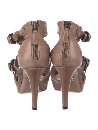 Prada Leather Cutout Accent Sandals