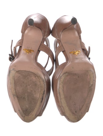 Prada Leather Cutout Accent Sandals
