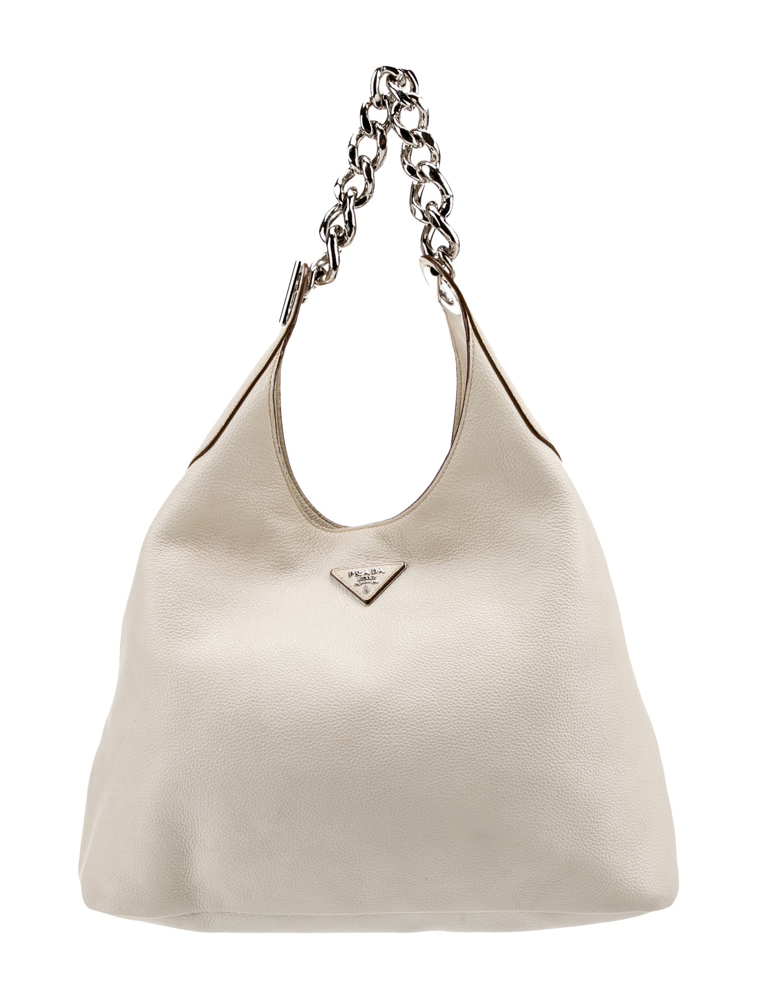 Prada Enameled Metal Triangle Vitello Daino Chain