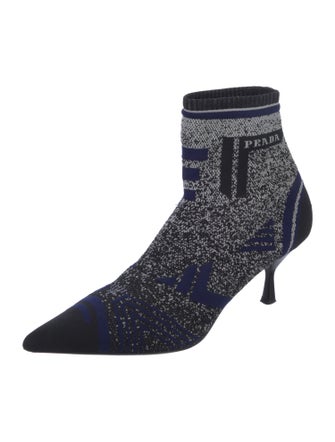 Prada Canvas Printed Sock Boots