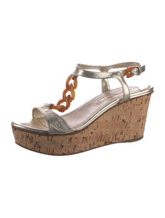 Prada Leather Chain-Link Accents Sandals