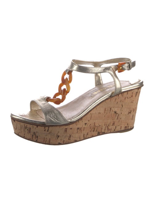 Prada Leather Chain-Link Accents Sandals