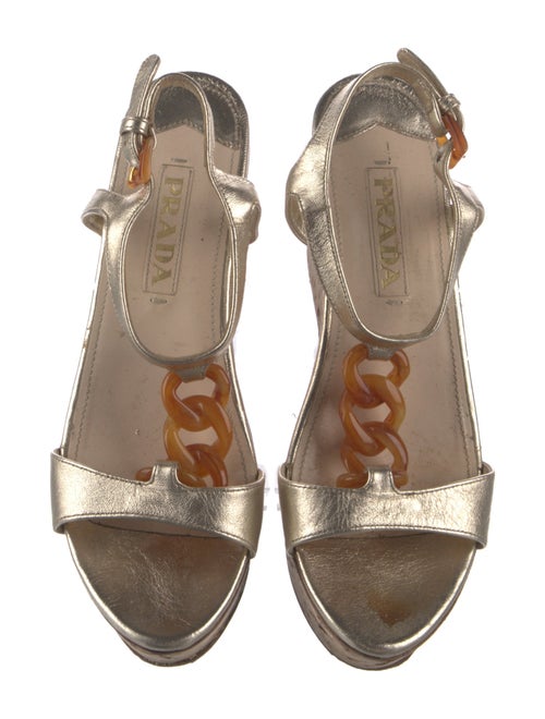 Prada Leather Chain-Link Accents Sandals