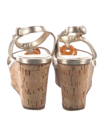 Prada Leather Chain-Link Accents Sandals