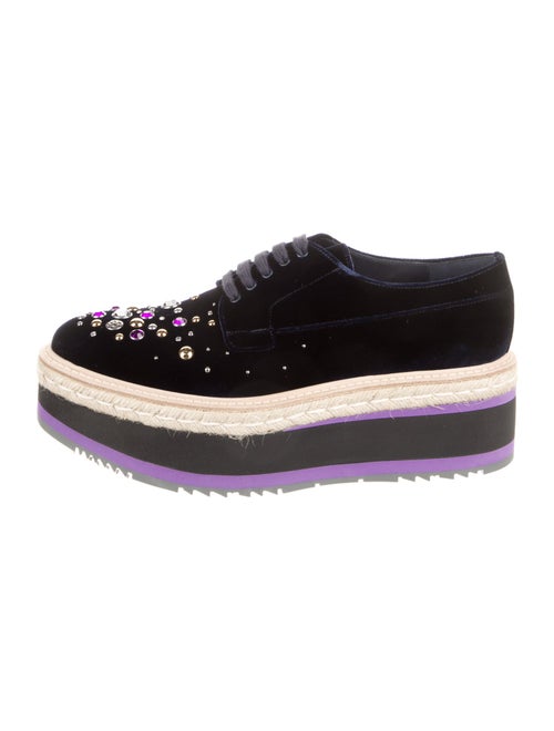 Prada Velvet Crystal Embellishments Oxfords