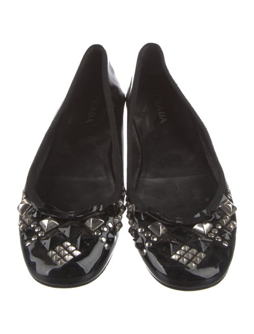 Prada Patent Leather Bow Accents Flats