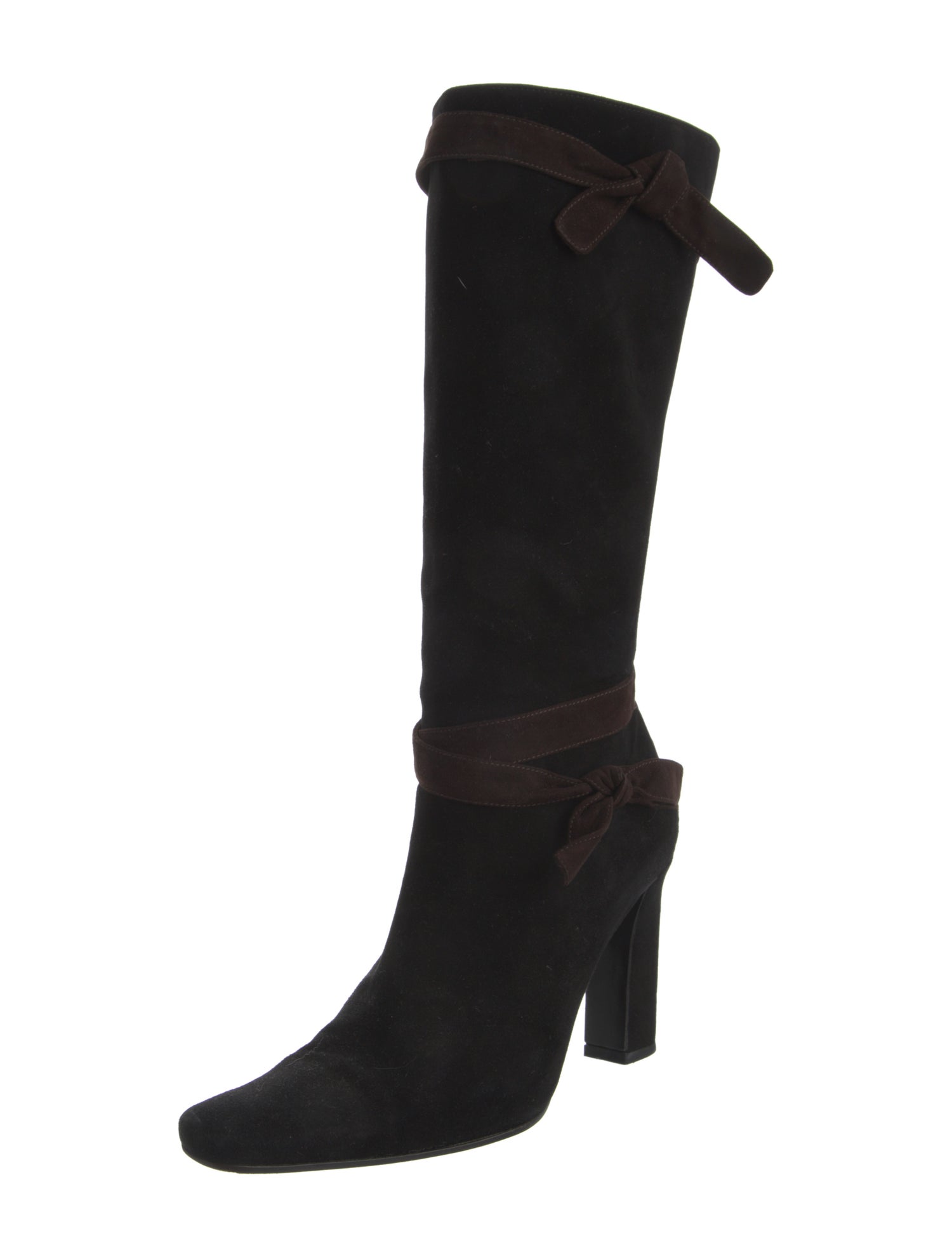 Prada Suede Bow Accents Sock Boots