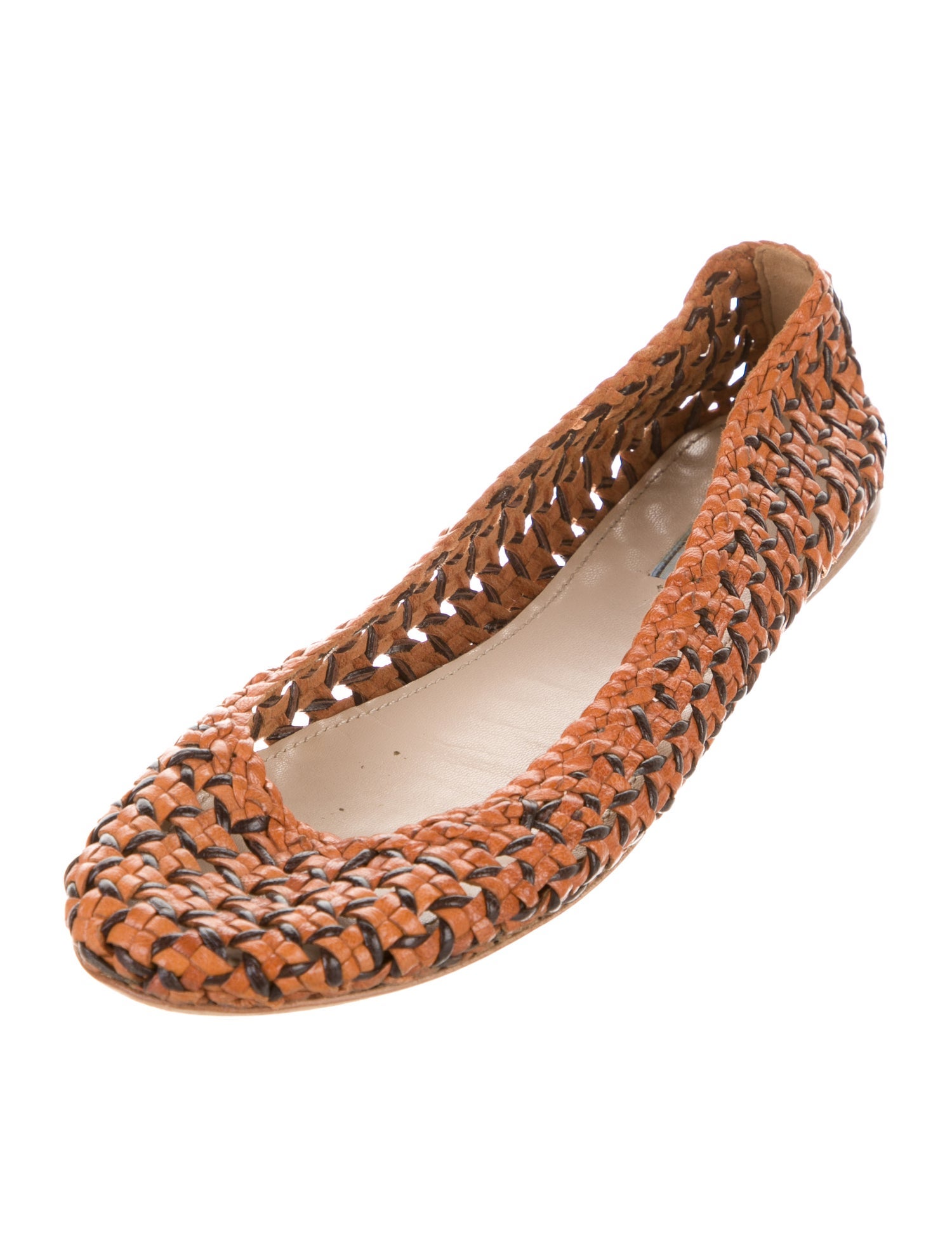 Prada Leather Patterned Ballet Flats