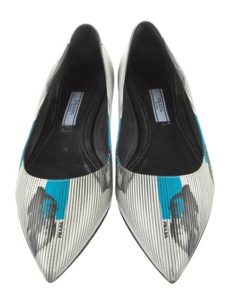 Prada Leather Printed Ballet Flats