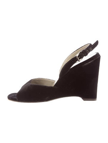 Prada Velvet Wedge Sandals