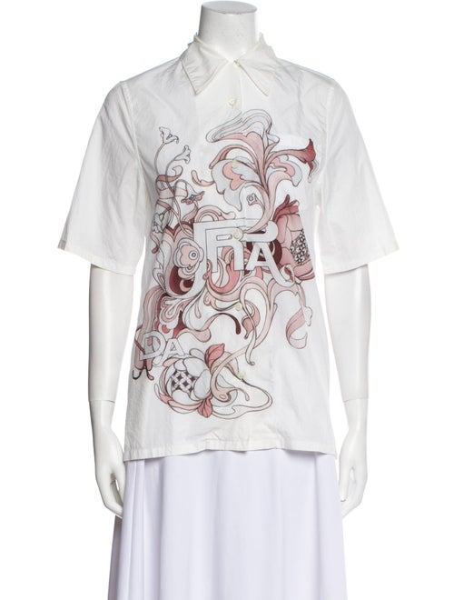 Prada 2018 Graphic Print Button-Up Top