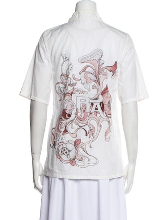 Prada 2018 Graphic Print Button-Up Top