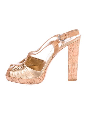 Prada Metallic Cork Sandals
