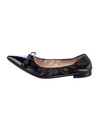 Prada Leather Bow Accents Ballet Flats