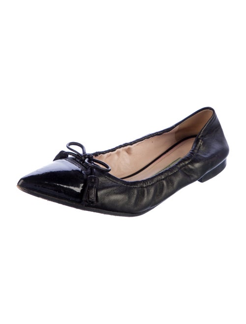 Prada Leather Bow Accents Ballet Flats