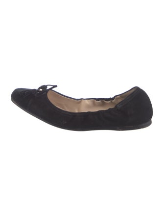 Prada Suede Bow Accents Ballet Flats