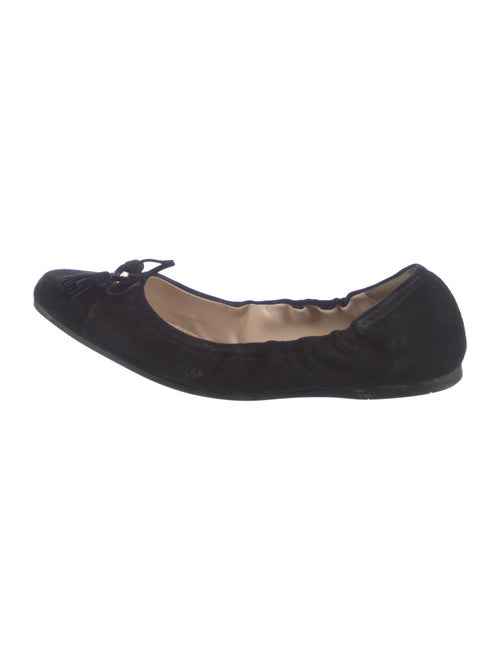 Prada Suede Bow Accents Ballet Flats