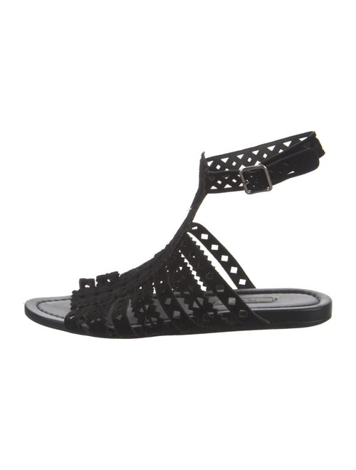 Prada Suede Lasercut Accents Gladiator Sandals
