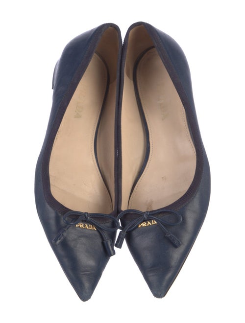 Prada Leather Bow Accents Ballet Flats