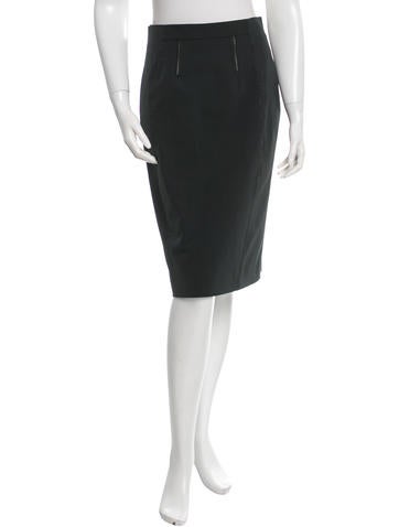 Prada Leather-Trimmed Pencil Skirt