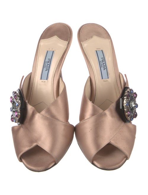 Prada Satin Crystal Embellishments Slides