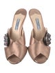 Prada Satin Crystal Embellishments Slides