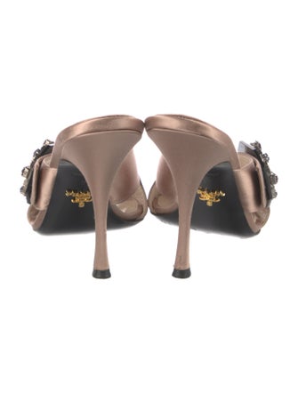 Prada Satin Crystal Embellishments Slides