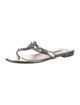 Prada Leather Crystal Embellishments Flip Flops