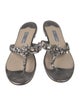 Prada Leather Crystal Embellishments Flip Flops