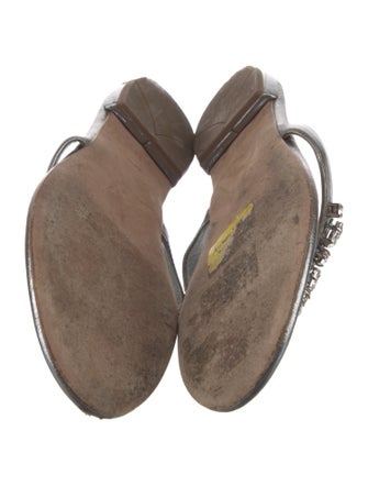 Prada Leather Crystal Embellishments Flip Flops