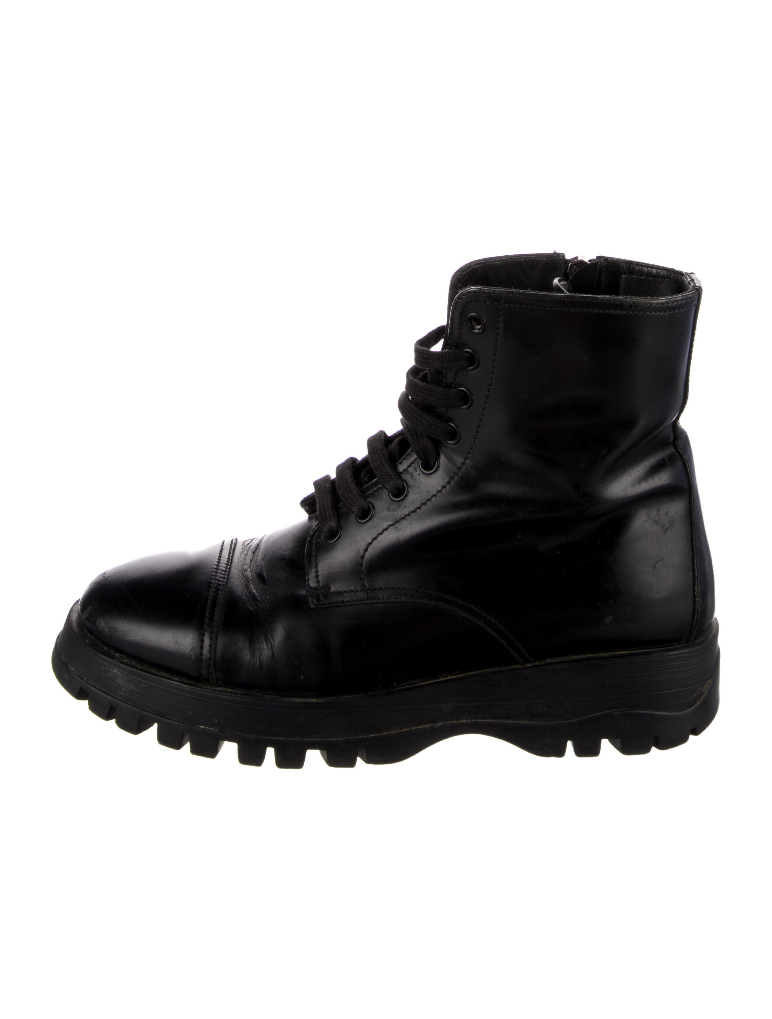 Prada Leather Combat Boots