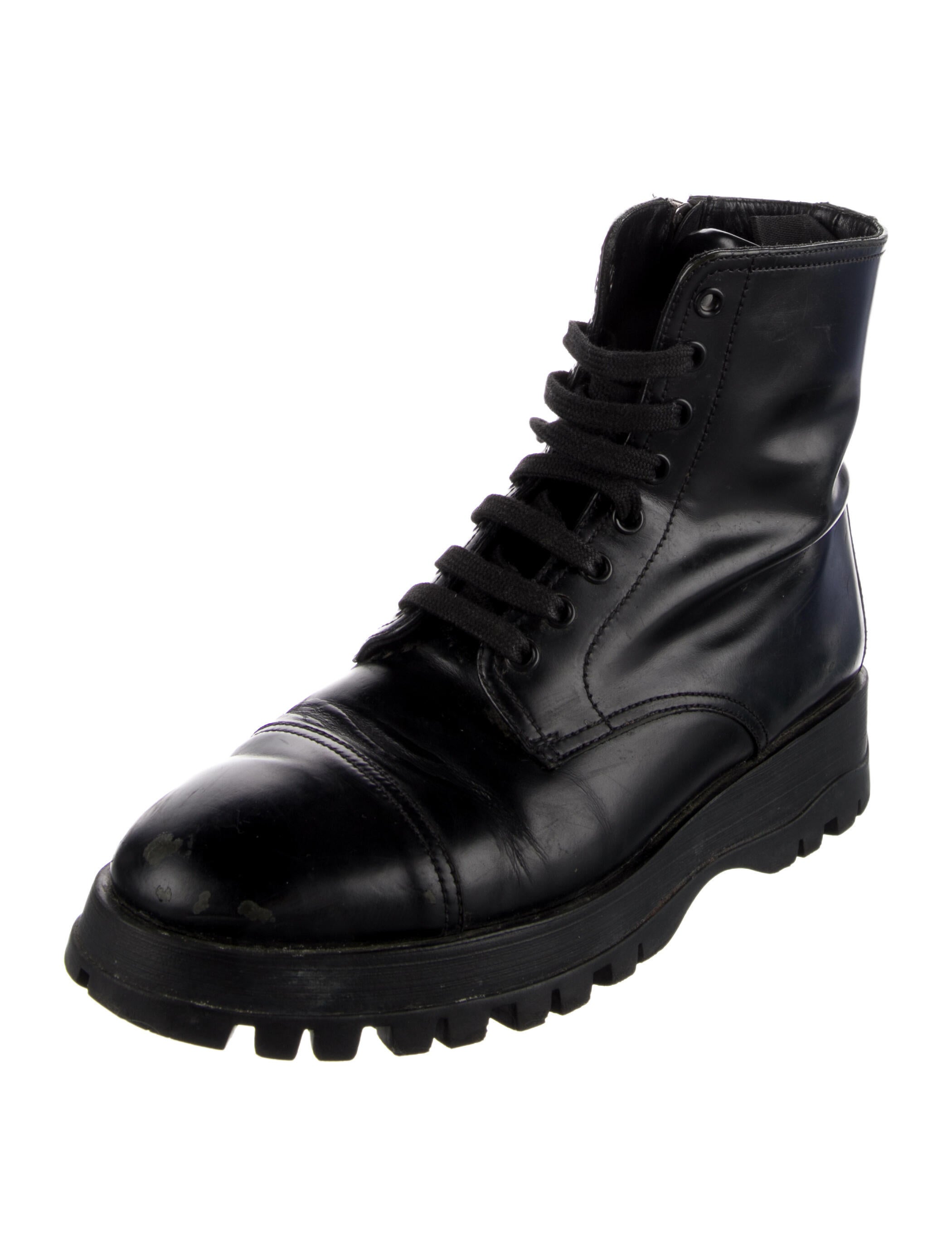 Prada Leather Combat Boots