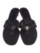 Prada Enameled Metal Triangle Canvas Flip Flops
