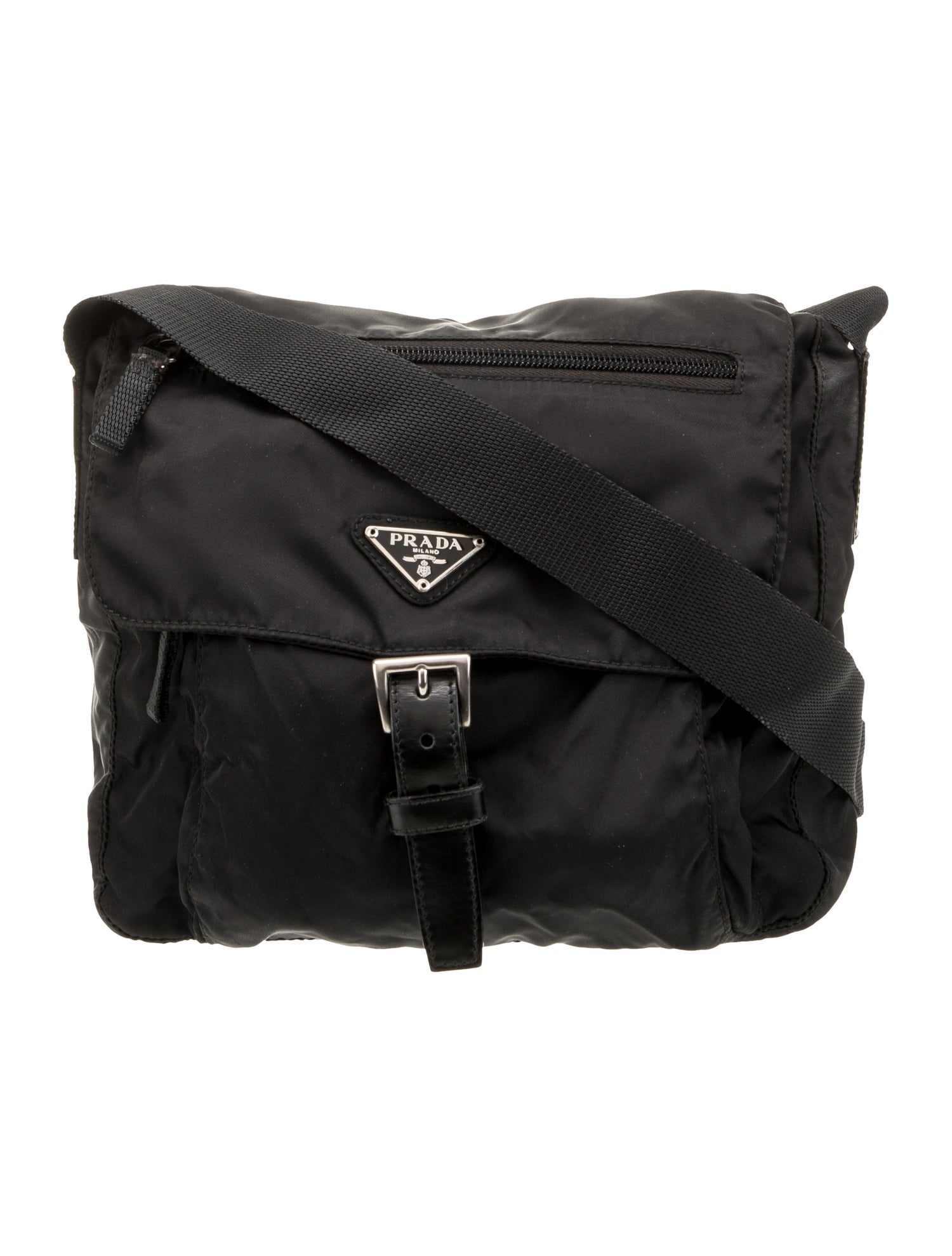 Prada Enameled Metal Triangle Messenger Bag Vintage - Black Crossbody ...