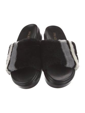 Prada Fur Printed Slides