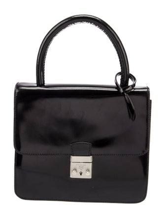 Prada Enameled Metal Triangle Top Handle Bag