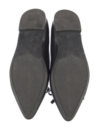 Prada Saffiano Leather Bow Accents Ballet Flats