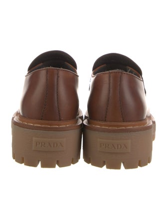 Prada Enameled Metal Triangle Leather Oxfords