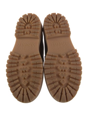 Prada Enameled Metal Triangle Leather Oxfords