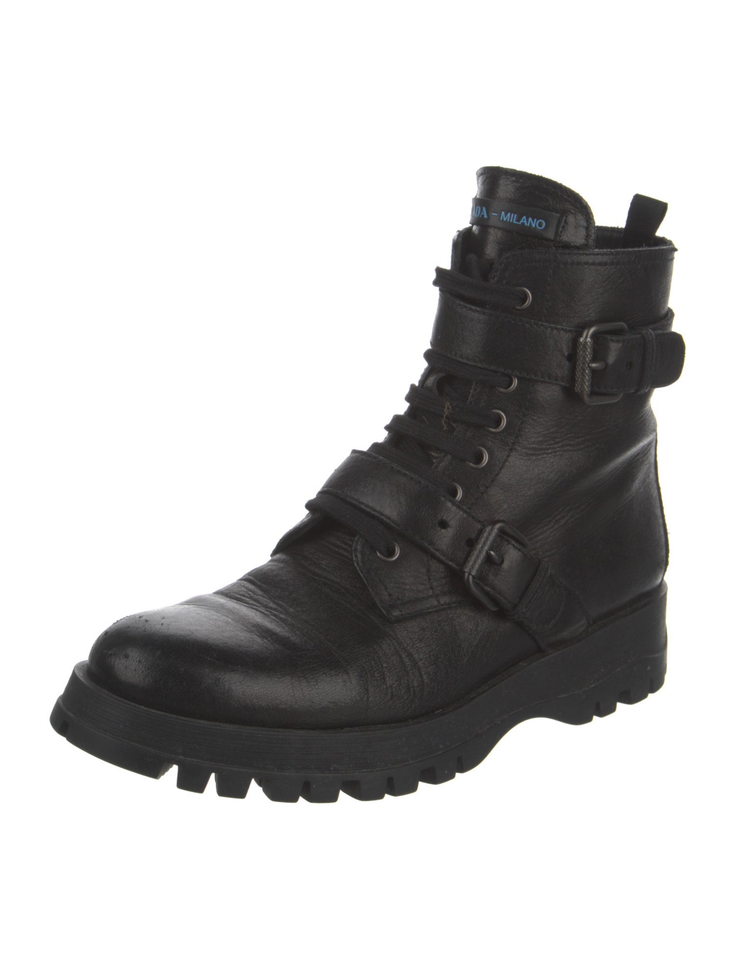 Prada Leather Combat Boots