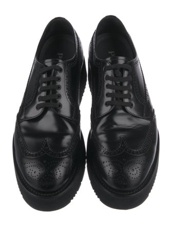Prada Leather Eyelet Trim Brogues
