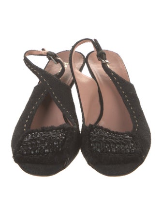 Prada Raw-Edge Trim Slingback Sandals